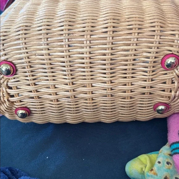 Frances Valentine Wicker Bag with Pink Accents - Picture 6 of 9